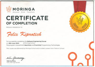Moringa School Certificate
